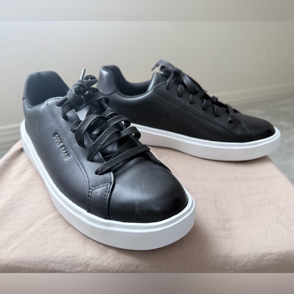 Cole Haan - Sol Sana Black Leather Sneakers with White Platform